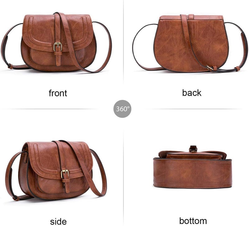 AFKOMST Crossbody Bags for Women,Small Saddle Purse and Boho Cross Body Handbags,Vegan Leather - Image 4